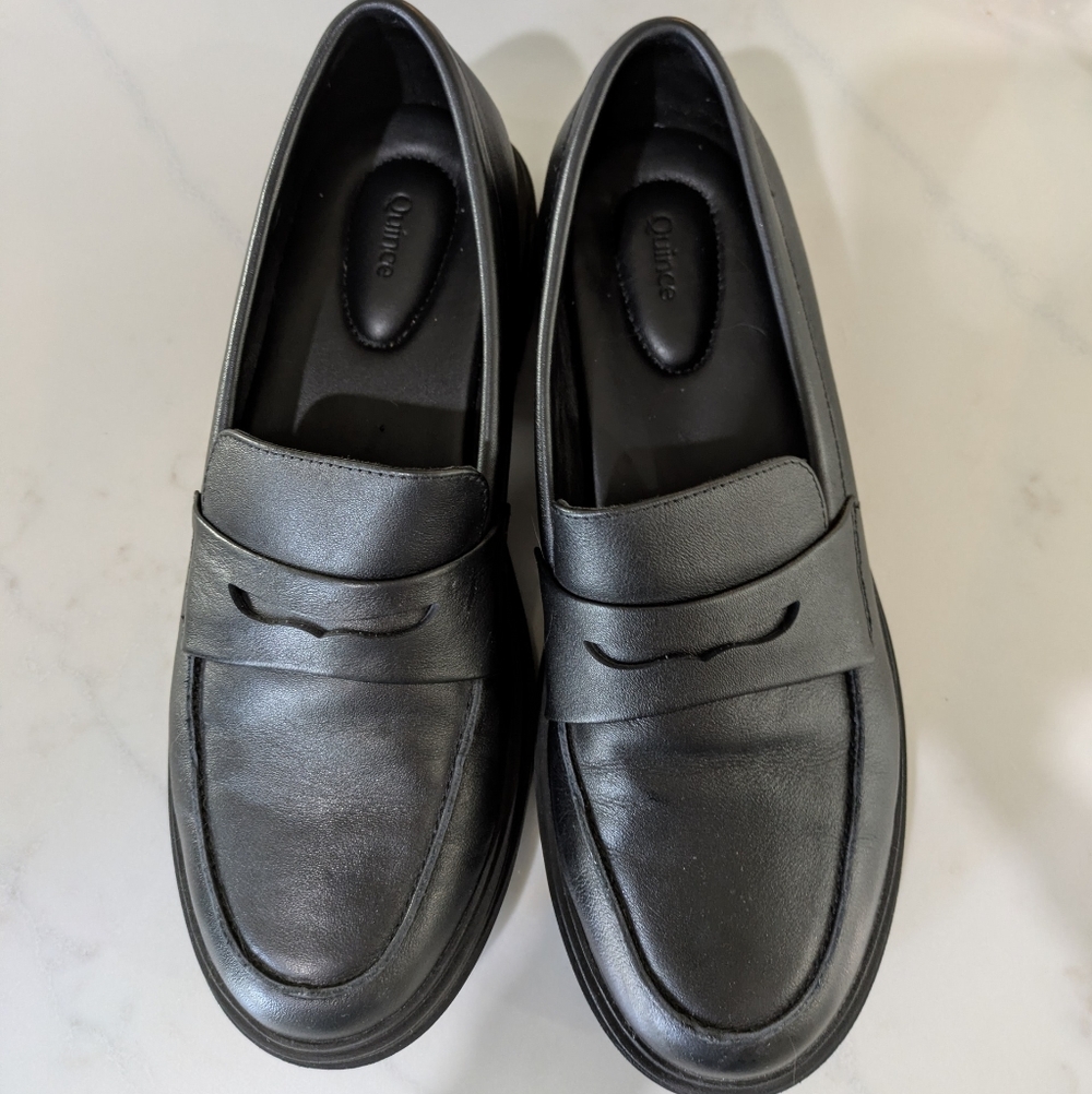 Quince Italian Leather Lug Sole Loafer Black Shoes 9 - Picture 3 of 6